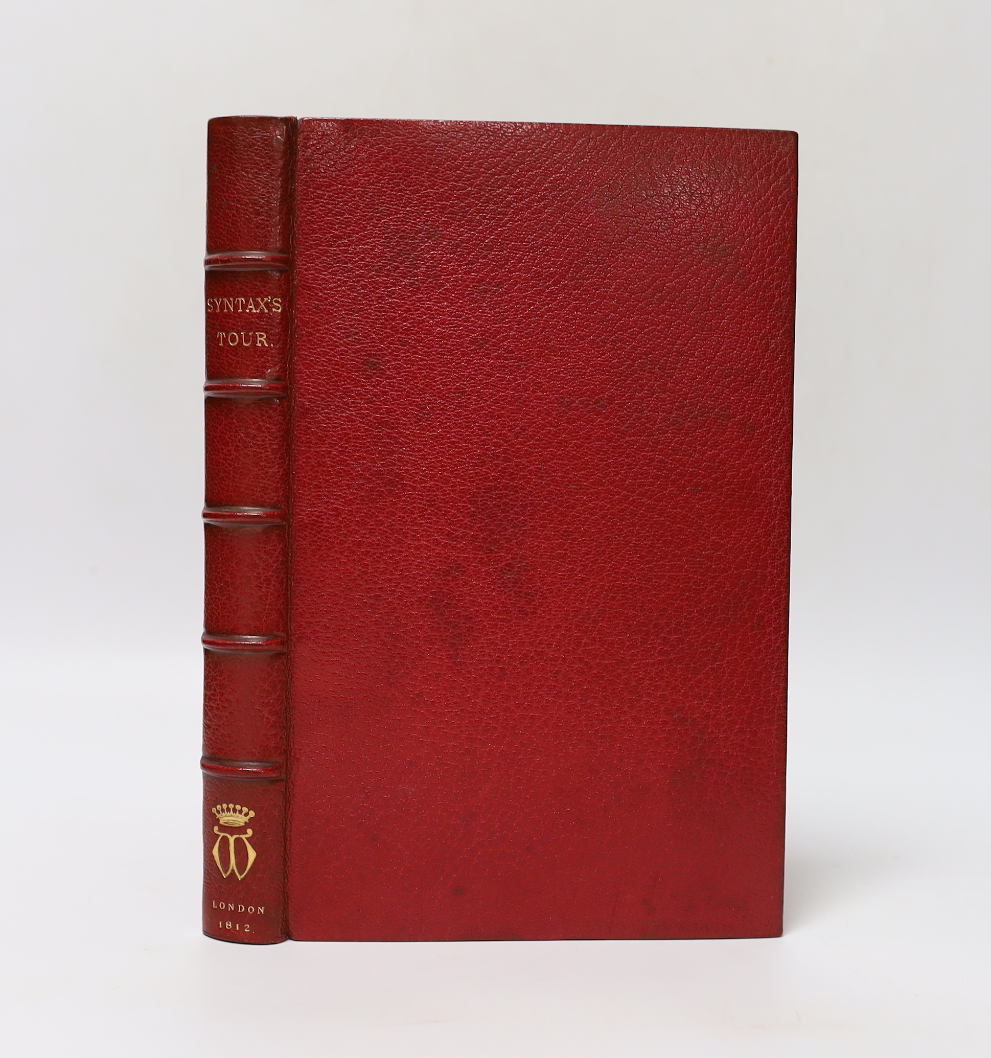 Combe, William - The Tour of Doctor Syntax in Search of the Picturesque. A Poem. 1st edition, 8vo, in later fine red crushed morocco gilt binding by H. Sotheran & Co., London, illustrated by Thomas Rowlandson, with front